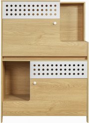 Cesicia 2-in-1 Furniture House Cat Litter Box Enclosure with Storage & Side Table, Natural