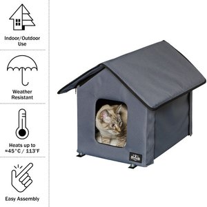 Pet Adobe Heated Cat House, Gray