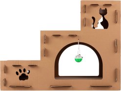 Pet Adobe Cardboard Indoor Cat House with Scratching Pads, Brown, 23.75 x 11.5 x 18-in slide 1 of 7