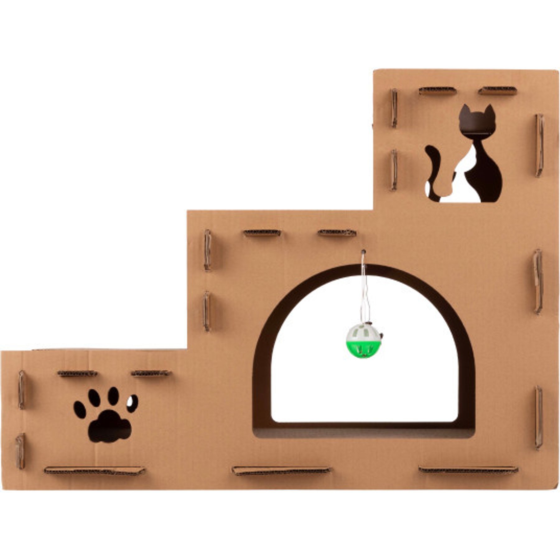 Pet Adobe Cardboard Indoor Cat House with Scratching Pads, Brown, 23.75 x 11.5 x 18-in