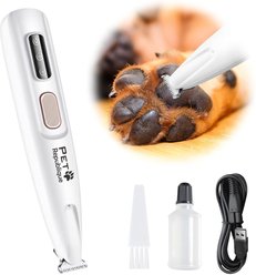 Pet Republique Electrical Paw & Facial Fur Pet Trimmer with Wide Blade & Light, White