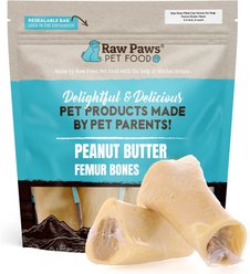 Raw Paws Filled Cow Femurs 3 to 4-in Peanut Butter Dog Bones, 6 count