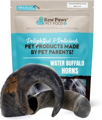 Raw Paws Water Buffalo Horns Dog Treats, Medium, 4 count