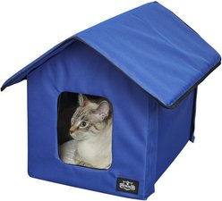 Pet Adobe Heated Cat House, Blue slide 1 of 7