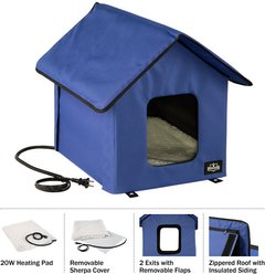 Pet Adobe Heated Cat House, Blue slide 2 of 7