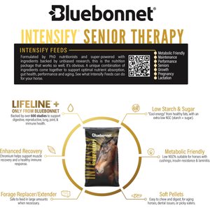 Bluebonnet Feeds Intensify Senior Therapy Low Sugar, Low Starch Senior Horse Feed, 50-lb bag