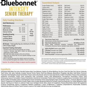 Bluebonnet Feeds Intensify Senior Therapy Low Sugar, Low Starch Senior Horse Feed, 50-lb bag