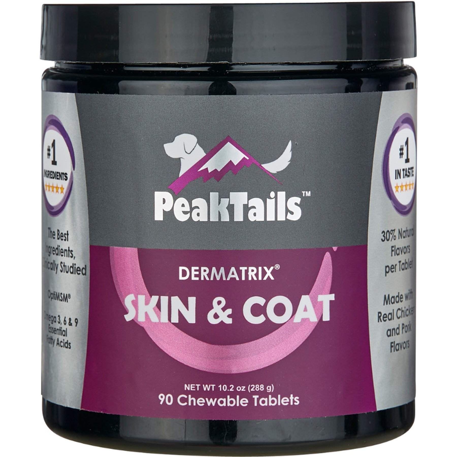 PeakTails Dermatrix Skin & Coat Dog Supplement, 90 count