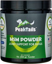 PeakTails MSM Unflavored Powder Supplement for Dogs, 1-lb tub