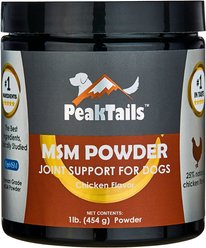 PeakTails MSM Chicken Flavored Powder Supplement for Dogs, 1-lb tub