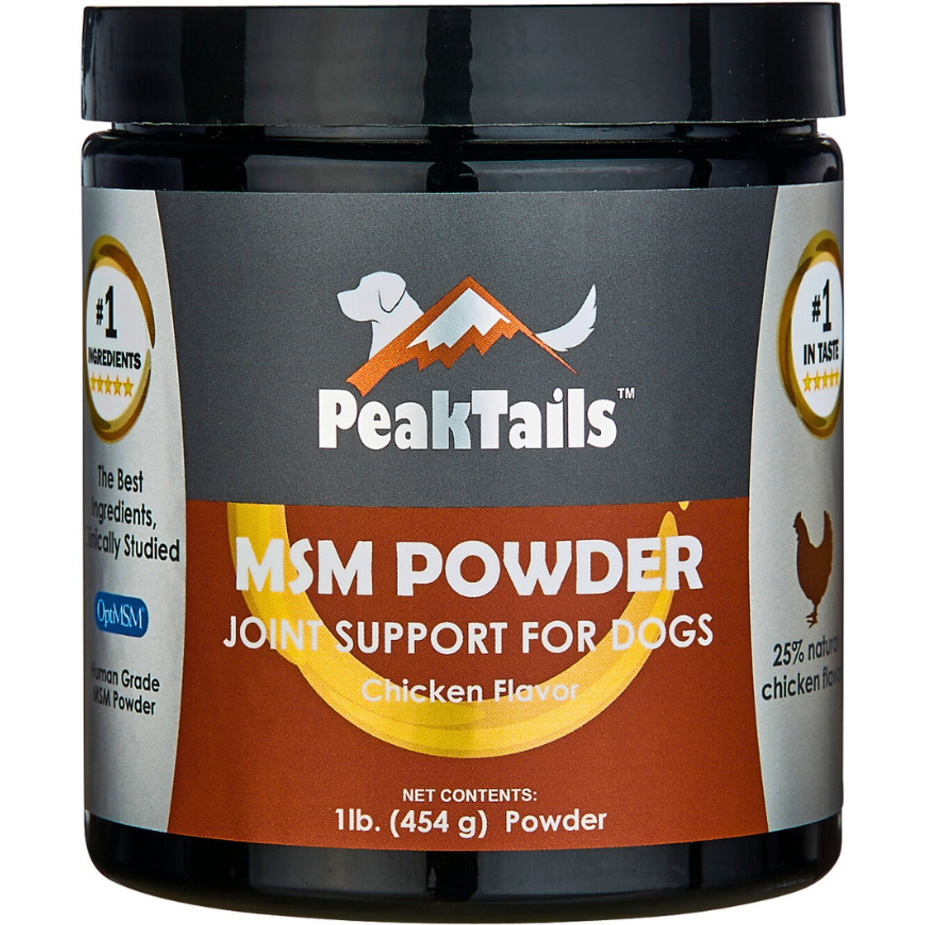 PeakTails MSM Chicken Flavored Powder Supplement for Dogs, 1-lb tub