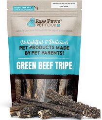 Raw Paws 6-inch Beef Green Tripe Sticks Dehydrated Dog Treats, 10 count