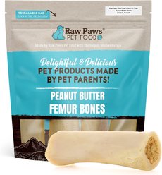 Raw Paws Filled Cow Femurs 5 to 6-in Peanut Butter Dog Bones, 4 count