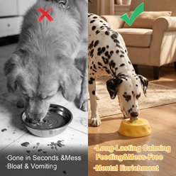 SpunkyJunky Interactive Mess-Free Roller-Ball Portion Control Silicone Dog & Cat Slow Feeder Bowl, 1-cup, Yellow slide 2 of 7