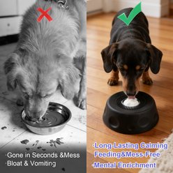 SpunkyJunky Interactive Mess-Free Roller-Ball Portion Control Silicone Dog & Cat Slow Feeder Bowl, 1-cup, Black slide 2 of 7