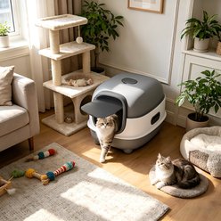 Wisfor Front Entry Covered Cat Litter Box, Gray, 13.38 x 22.04 x 14.96-in slide 2 of 9