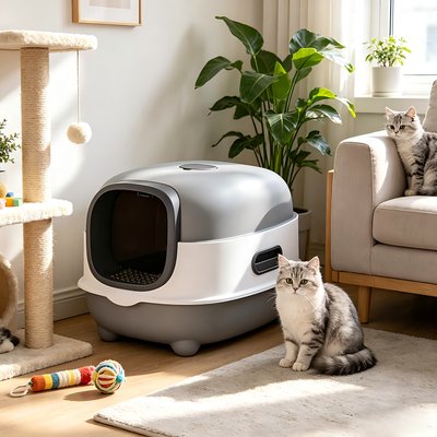 Wisfor Wisfor Front Entry Covered Cat Litter Box, Gray, 13.38 x 22.04 x 14.96-in