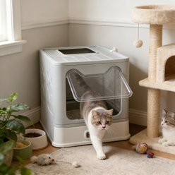 Wisfor Stainless Steel Odorless Covered Cat Litter Box with Scoop, Gray, 15.07 x 19.09 x 15.15-in slide 2 of 9