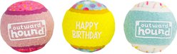 Outward Hound Birthday Squeaker Ballz Tough Chewer Dog Toy, Blue, Medium