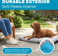 Outward Hound On-The-Go Travel Portable Roll-Up Mat Outdoor Pillow Dog & Cat Bed with Buckle, Durable Ripstop Exterior, Soft Fleece Interior & Water-Resistant Bottom, Gray, 36 x 27-in slide 2 of 6