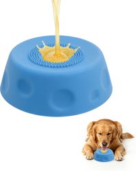 SpunkyJunky Interactive Mess-Free Roller-Ball Portion Control Silicone Dog & Cat Slow Feeder Bowl, 1-cup, Blue