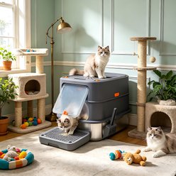 Wisfor Stainless Steel Covered Cat Litter Box with Cover, Gray, 22.8 x 16.5 x 16.5-in