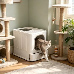 Wisfor Covered Cat Litter Box with Drawer, White, 19.01 x 14.09 x 15.27-in