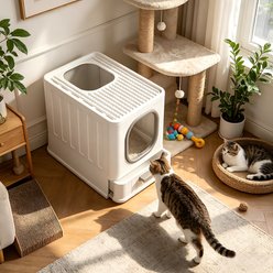 Wisfor Covered Cat Litter Box with Drawer, White, 19.01 x 14.09 x 15.27-in slide 2 of 8