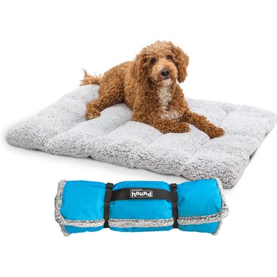 Outward Hound Outward Hound On-The-Go Travel Portable Roll-Up Mat Outdoor Pillow Dog & Cat Bed with Buckle, Durable Ripstop Exterior, Soft Fleece Interior & Water-Resistant Bottom, Gray, 36 x 27-in
