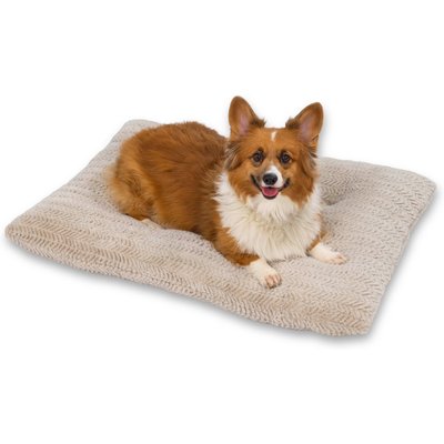 Best Friends by Sheri Best Friends by Sheri Cross Section Pattern Comfy Crate Sleeper Mat & Plush Low-Pile Orthopedic Pillow Dog Bed, Oyster, 36 x 24-in
