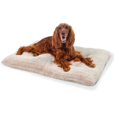 Best Friends by Sheri Best Friends by Sheri Cross Section Pattern Comfy Crate Sleeper Mat & Plush Low-Pile Orthopedic Pillow Dog Bed, Oyster, 42 x 28-in