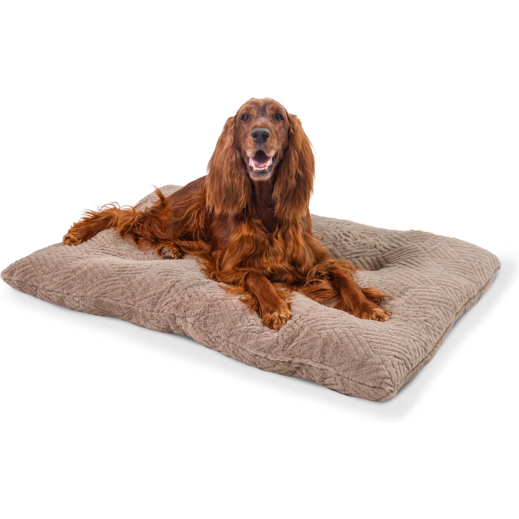 Best Friends by Sheri Cross Section Pattern Comfy Crate Sleeper Mat & Plush Low-Pile Orthopedic Pillow Dog Bed, Mushroom, 42 x 28-in