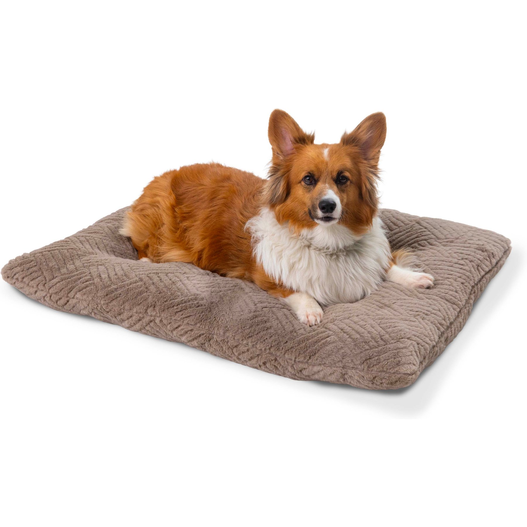 Best Friends by Sheri Cross Section Pattern Comfy Crate Sleeper Mat & Plush Low-Pile Orthopedic Pillow Dog Bed, Mushroom, 36 x 24-in