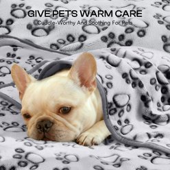 Luciphia Premium Fluffy Fleece Paw Print 300GSM Washable Warm Throw Dog & Cat Blanket, Gray, 30 x 20-in slide 2 of 7