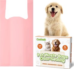 Covfresh Odor Blocking Unscented Dog Poop Bags with Handles, Pink, Medium, 160 count