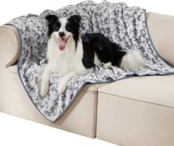 Luciphia Premium Fluffy Fleece Paw Print 300GSM Washable Warm Throw Dog & Cat Blanket, Gray, 57 x 40-in