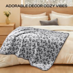 Luciphia Premium Fluffy Fleece Paw Print 300GSM Washable Warm Throw Dog & Cat Blanket, Gray, 41 x 31-in slide 2 of 7