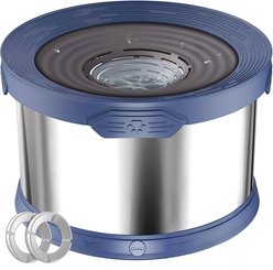 UPSKY Indoor/Outdoor Spill-Proof Anti-Splash Non-Skid Stainless Steel Slow Feeder Dog Water Bowl, 2.6-gal, Blue