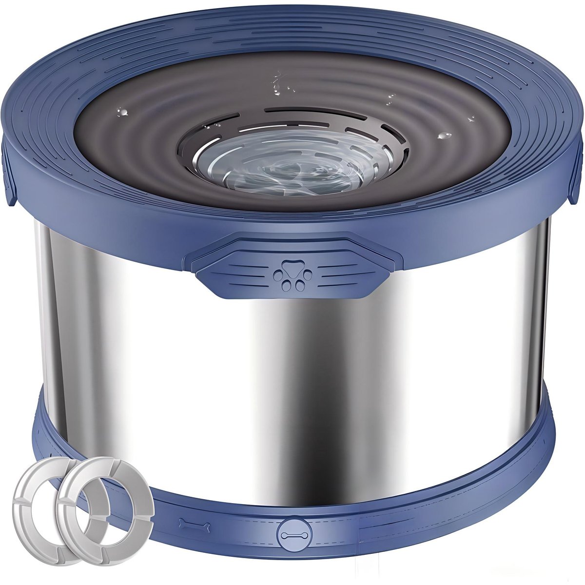 UPSKY Indoor/Outdoor Spill-Proof Anti-Splash Non-Skid Stainless Steel Slow Feeder Dog Water Bowl, 2.6-gal, Blue