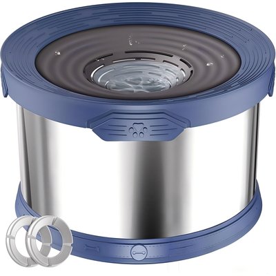 UPSKY UPSKY Indoor/Outdoor Spill-Proof Anti-Splash Non-Skid Stainless Steel Slow Feeder Dog Water Bowl, 2.6-gal, Blue