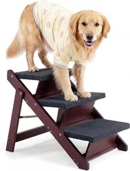 MeWang Wooden 3-in-1 Foldable, Portable Dog & Cat Stairs & Ramp, Brown, 24.8 x 17.2 x 19.5-in