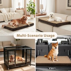 AIPERRO Quilted Rabbit-Fur Memory Foam Orthopedic Pillow Bolster Dog & Cat Bed with Removable Cover, Brown, Large slide 2 of 9