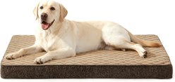 AIPERRO Quilted Rabbit-Fur Memory Foam Orthopedic Pillow Bolster Dog & Cat Bed with Removable Cover, Brown, XX-Large