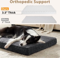 AIPERRO Quilted Rabbit-Fur Memory Foam Orthopedic Pillow Bolster Dog & Cat Bed with Removable Cover, Grey, XX-Large slide 2 of 9