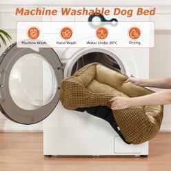 AIPERRO Cuddler Flannel Square Machine Washable Bolster Dog & Cat Bed, Brown, Large slide 2 of 7