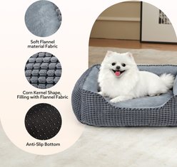 AIPERRO Cuddler Flannel Square Machine Washable Bolster Dog & Cat Bed, Grey, Medium slide 2 of 7