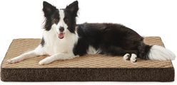 AIPERRO Quilted Rabbit-Fur Memory Foam Orthopedic Pillow Bolster Dog & Cat Bed with Removable Cover, Brown, X-Large