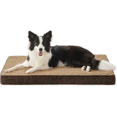 AIPERRO AIPERRO Quilted Rabbit-Fur Memory Foam Orthopedic Pillow Bolster Dog & Cat Bed with Removable Cover, Brown, X-Large