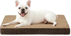 AIPERRO Quilted Rabbit-Fur Memory Foam Orthopedic Pillow Bolster Dog & Cat Bed with Removable Cover, Brown, Medium