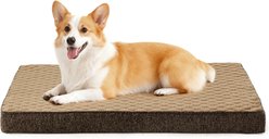 AIPERRO Quilted Rabbit-Fur Memory Foam Orthopedic Pillow Bolster Dog & Cat Bed with Removable Cover, Brown, Large slide 1 of 9